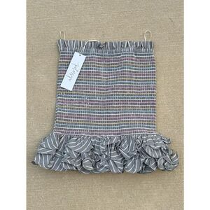 Petersyn Smocked Ruffle-Hem Mini Skirt